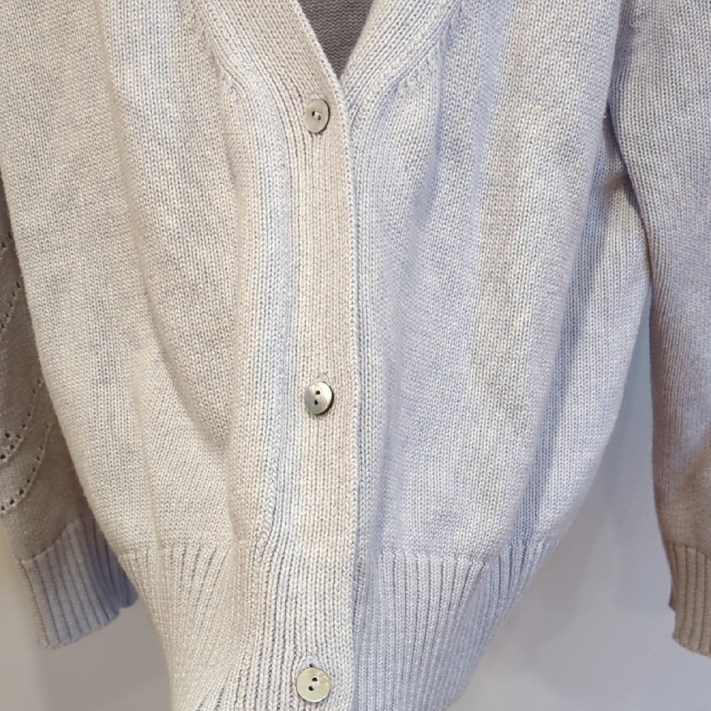 WVN Organic Cotton Hudson Cardigan Light Gray Blue Purple Large Minimalism Basic - Picture 4 of 10